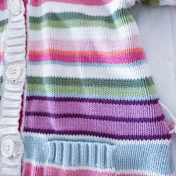 Vintage Oshkosh B'gosh Sweater Girls 6 Button Front Striped 100% Cotton - Picture 3 of 9